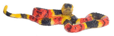 Dollhouse Miniature Eastern Coral Snake, Large, Yellow, Red & Bk